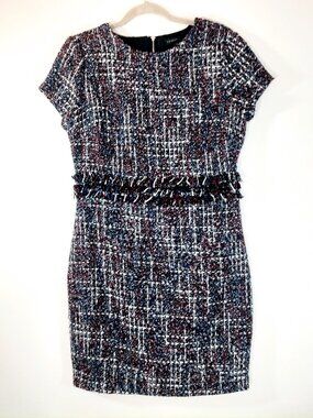 Forest Lily Multi-Tweed Fringe Sheath Dress